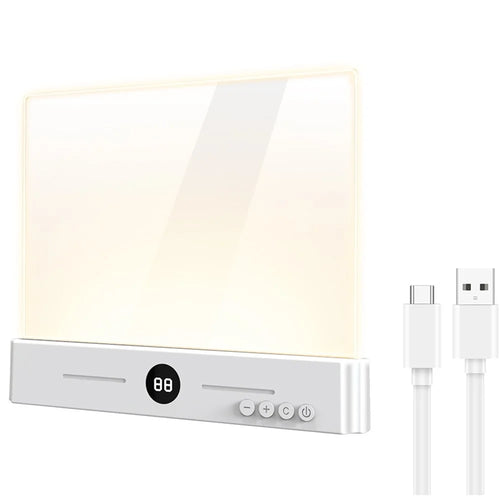 YSJ-019 Clear Acrylic Panel Flat Book Light Eye Care 3 Color Temperatures Stepless Dimming LED Bedside Lamp with Timer - White - 1
