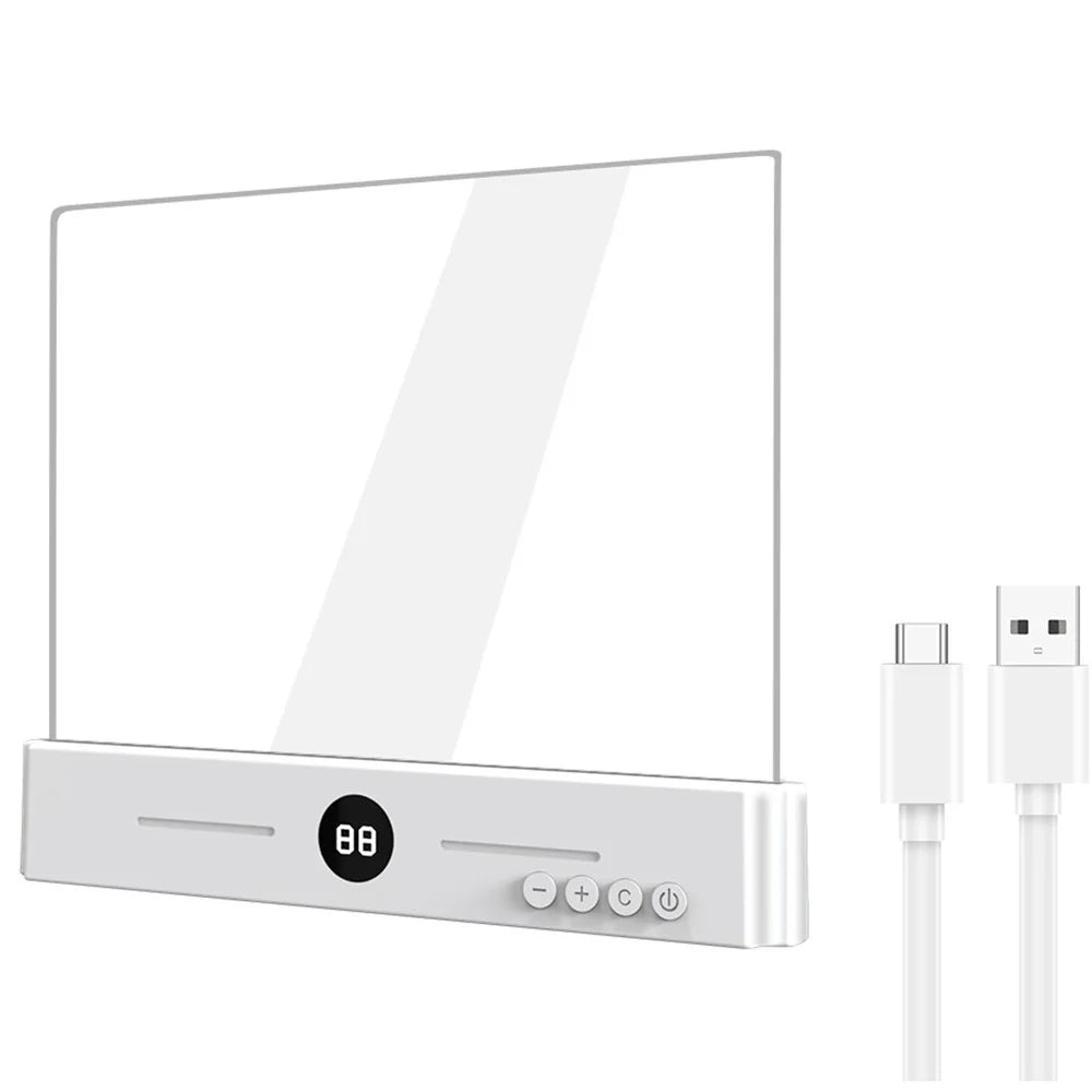 YSJ-019 Clear Acrylic Panel Flat Book Light Eye Care 3 Color Temperatures Stepless Dimming LED Bedside Lamp with Timer - White - 2