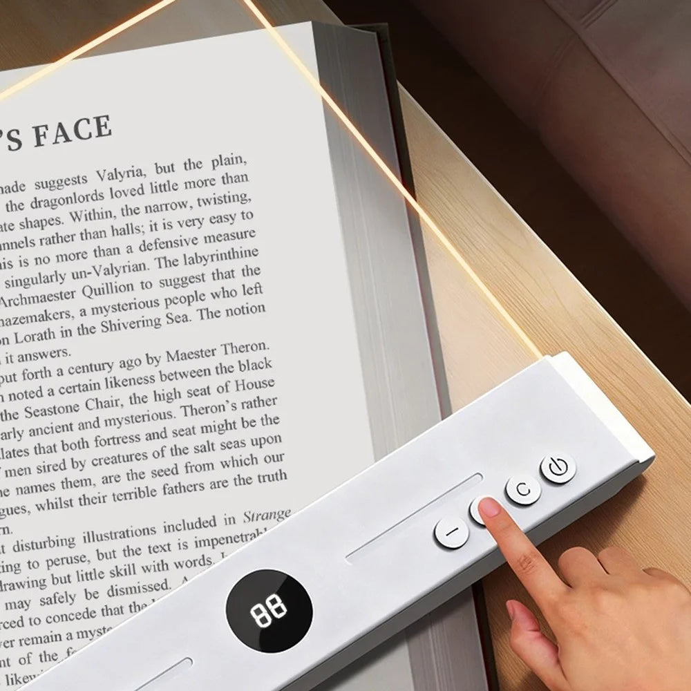 YSJ-019 Clear Acrylic Panel Flat Book Light Eye Care 3 Color Temperatures Stepless Dimming LED Bedside Lamp with Timer - White - 5