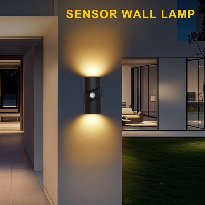 YSJ-008 2Pcs Motion Sensor LED Night Light Magnetic Wall Lamp Dimmable 3 Color Temperature Dual Direction Light - White - 2