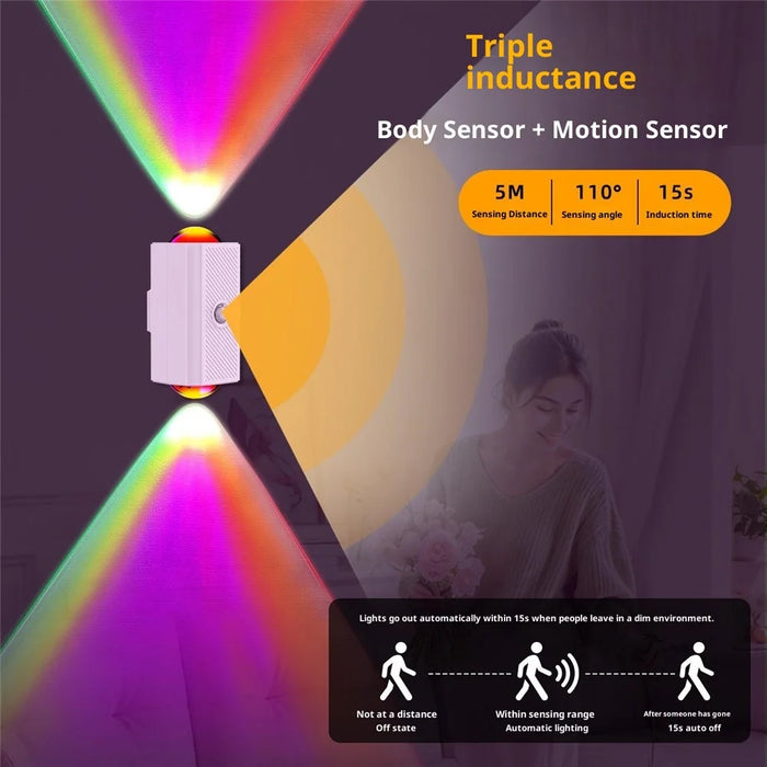 YSJ-010A 1Pc Smart Motion Sensor Night Light RGB Gradient Ambient Lighting Magnetic Wall Light for Corridor Stairs - 4