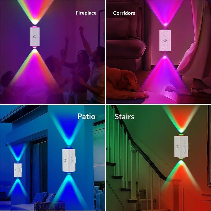 YSJ-010A 1Pc Smart Motion Sensor Night Light RGB Gradient Ambient Lighting Magnetic Wall Light for Corridor Stairs - 5