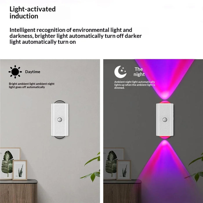 YSJ-010A 1Pc Smart Motion Sensor Night Light RGB Gradient Ambient Lighting Magnetic Wall Light for Corridor Stairs - 7