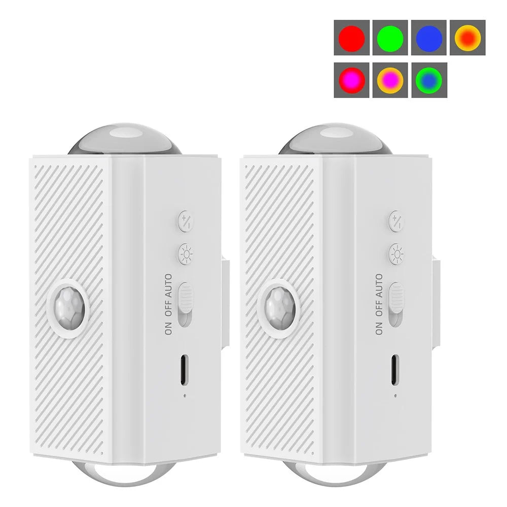 YSJ-010A 2Pcs Smart Motion Sensor Night Light RGB Gradient Ambient Lighting Magnetic Wall Light for Corridor Stairs - 1