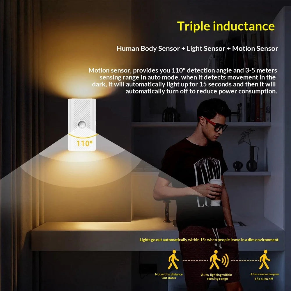 YSJ-010B 1Pc Smart Motion Sensor Wall Light Magnetic Rechargeable LED Night Light for Hallway Bedroom - 7