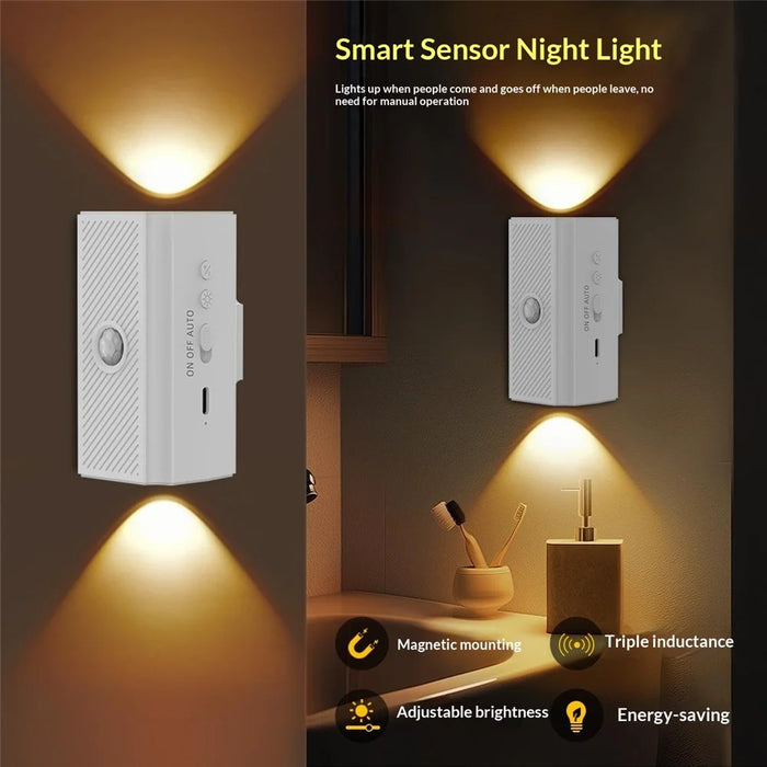 YSJ-010B 2Pcs Smart Motion Sensor Wall Light Magnetic Rechargeable LED Night Light for Hallway Bedroom - 2