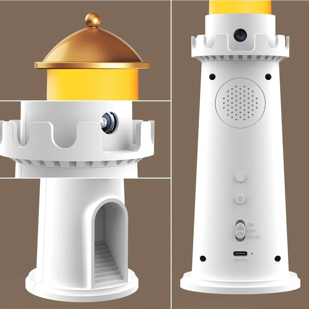 YSJ-016 RGB Color Changing Smart Motion Sensor Moon Light Lighthouse Shaped Night Light Projector Timer Warm Light for Bedroom - 5