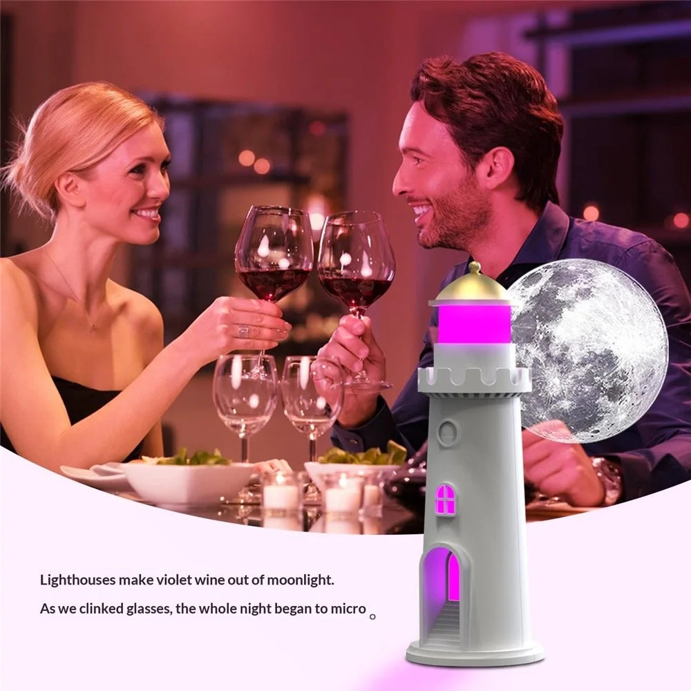 YSJ-016 RGB Color Changing Smart Motion Sensor Moon Light Lighthouse Shaped Night Light Projector Timer Warm Light for Bedroom - 7