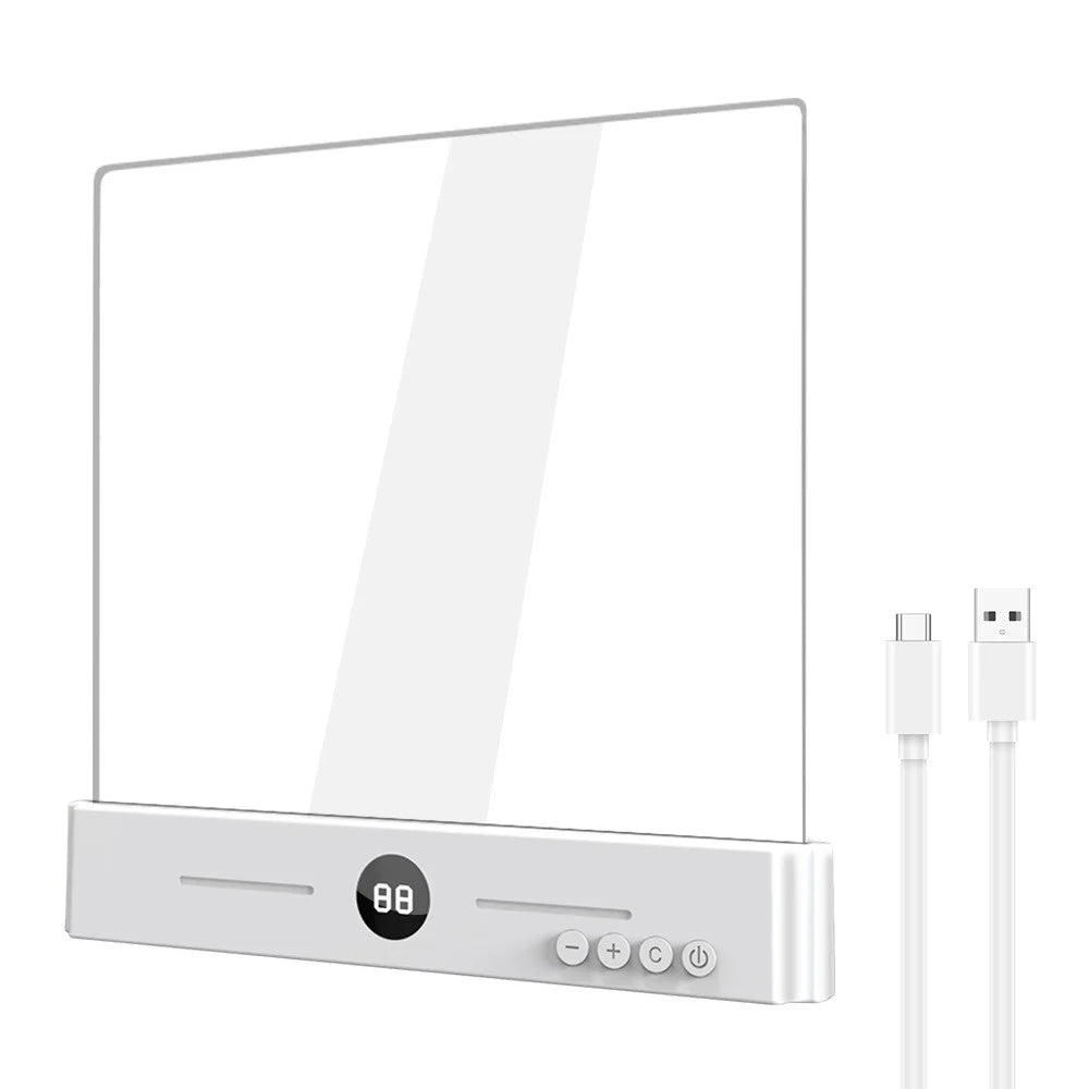 YSJ-019 Plus 2 in 1 Eye Care Clear Acrylic Flat LED Book Light Stepless Dimming Night Lamp with 3 Color Temperatures and Timer - White - 2