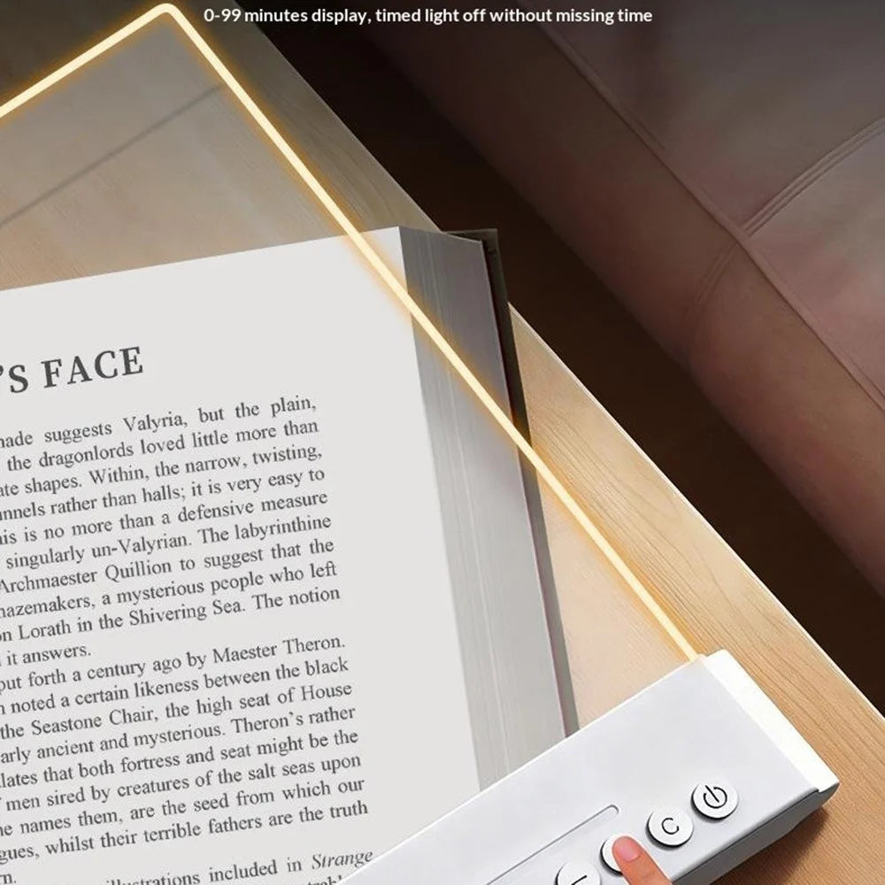 YSJ-019 Plus 2 in 1 Eye Care Clear Acrylic Flat LED Book Light Stepless Dimming Night Lamp with 3 Color Temperatures and Timer - White - 4