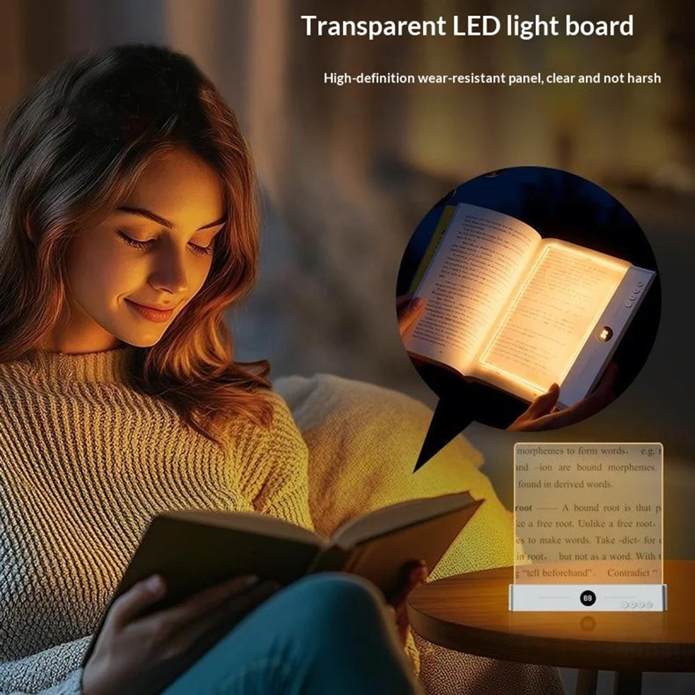 YSJ-019 Plus 2 in 1 Eye Care Clear Acrylic Flat LED Book Light Stepless Dimming Night Lamp with 3 Color Temperatures and Timer - White - 5