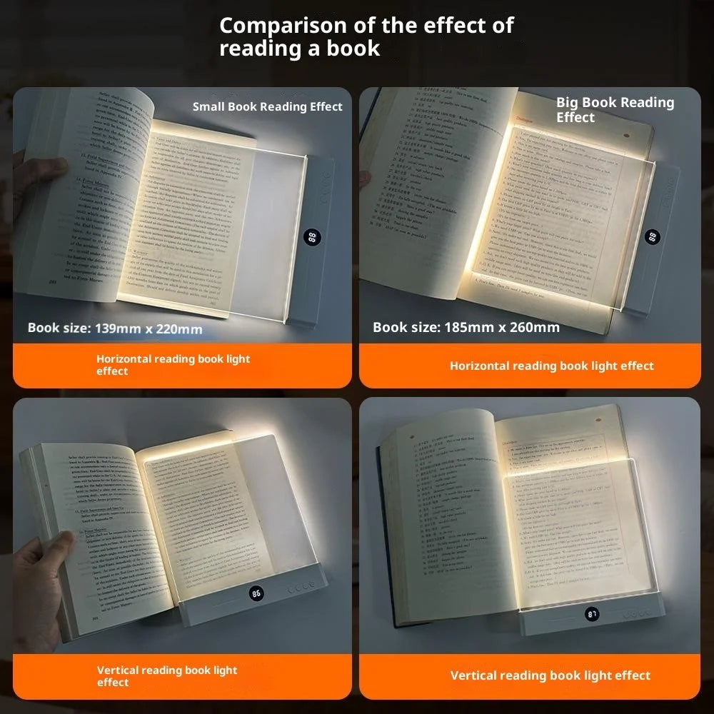 YSJ-019 Plus 2 in 1 Eye Care Clear Acrylic Flat LED Book Light Stepless Dimming Night Lamp with 3 Color Temperatures and Timer - White - 7