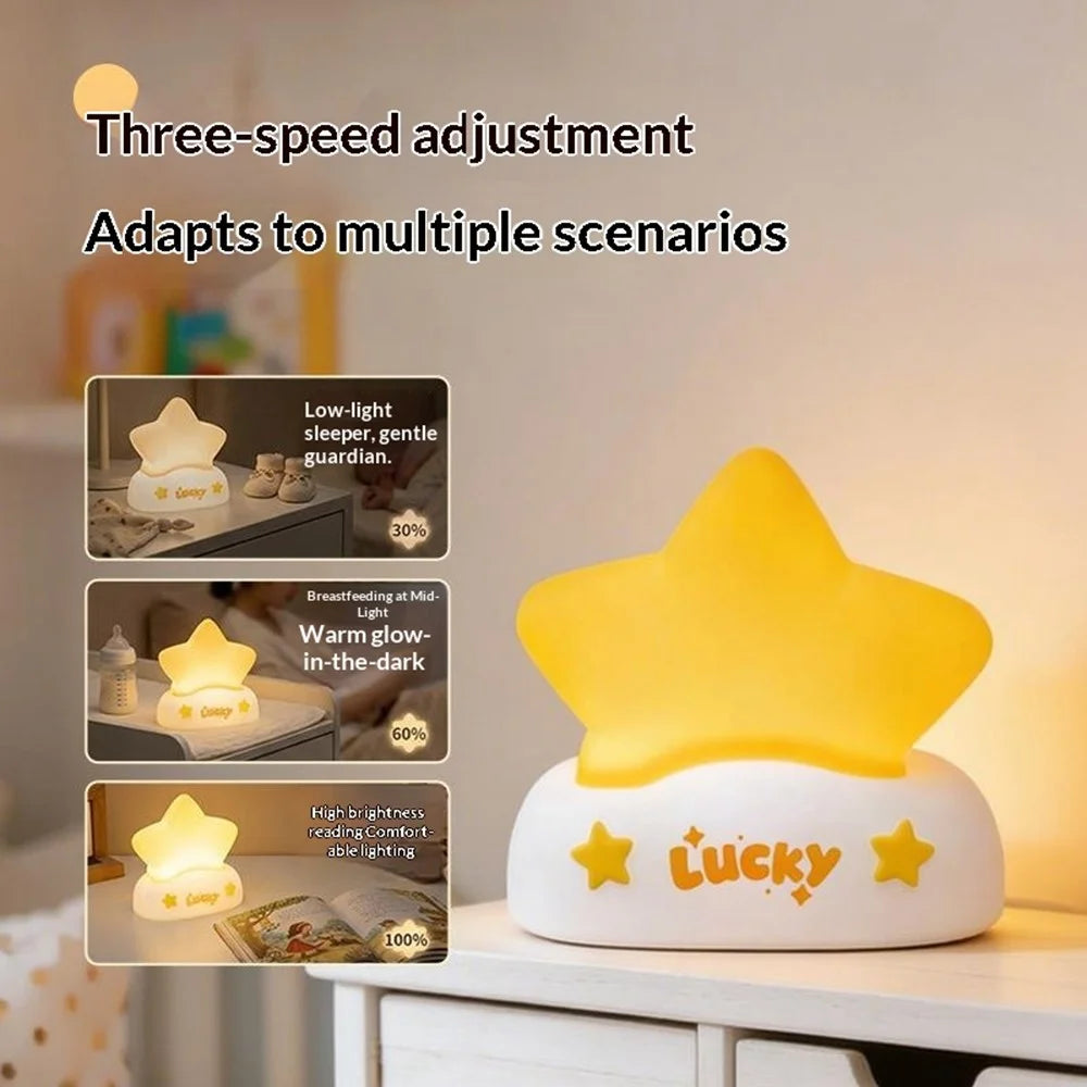 XP-007A Lucky Star Night Light Silicone 3-Brightness Pat Control Night Lamp Creative Birthday Gift for Kids Baby - 2