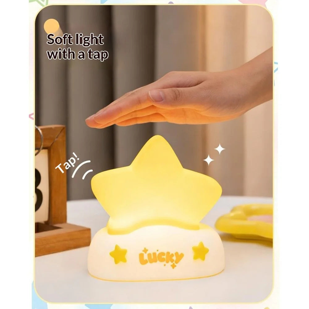 XP-007A Lucky Star Night Light Silicone 3-Brightness Pat Control Night Lamp Creative Birthday Gift for Kids Baby - 4