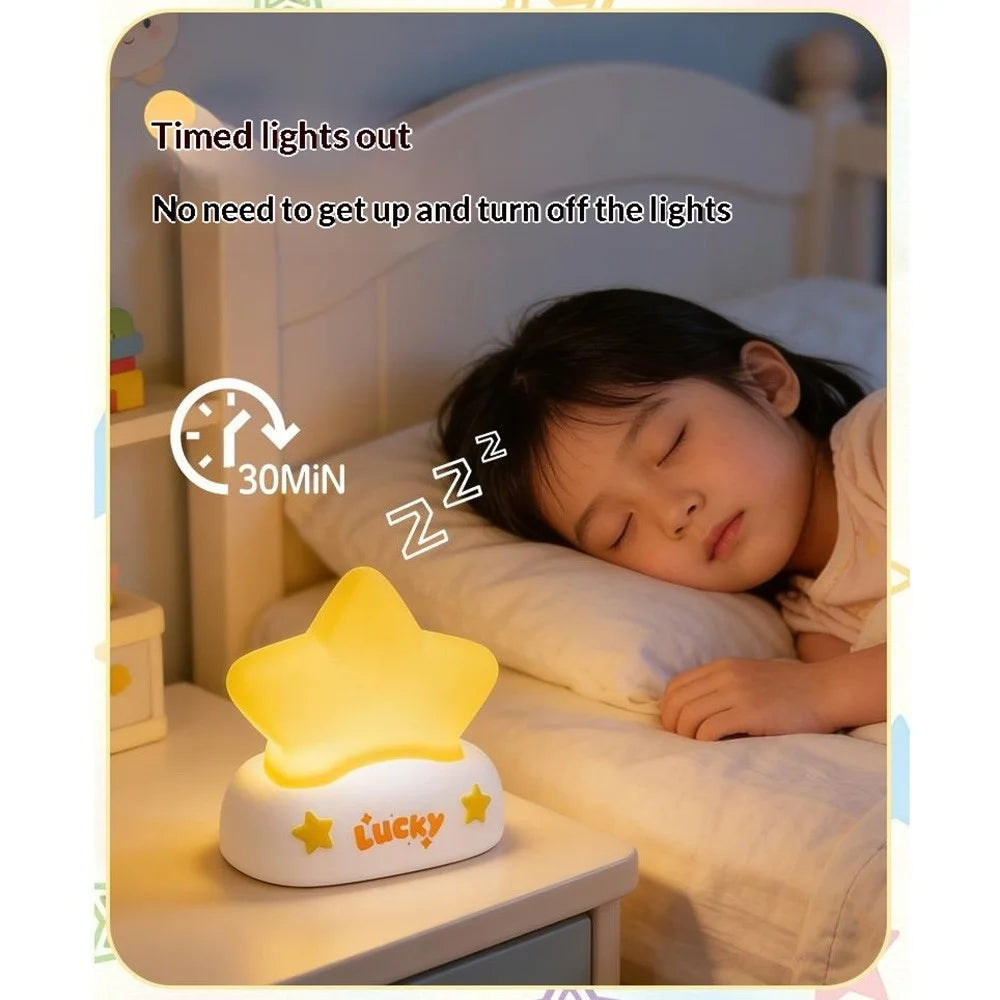XP-007A Lucky Star Night Light Silicone 3-Brightness Pat Control Night Lamp Creative Birthday Gift for Kids Baby - 5