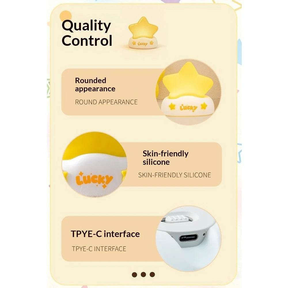 XP-007A Lucky Star Night Light Silicone 3-Brightness Pat Control Night Lamp Creative Birthday Gift for Kids Baby - 6
