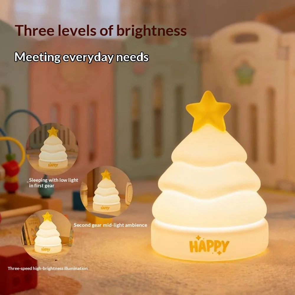 XP-005A Star Tree Shape Silicone Touch Light Creative Christmas Gift Night Light 1200mAh 3-Brightness Night Lamp - 2