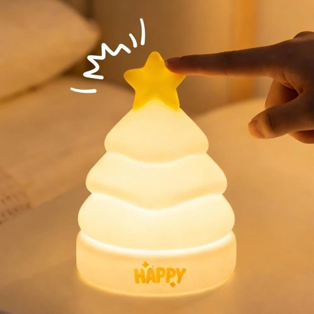 XP-005A Star Tree Shape Silicone Touch Light Creative Christmas Gift Night Light 1200mAh 3-Brightness Night Lamp - 5
