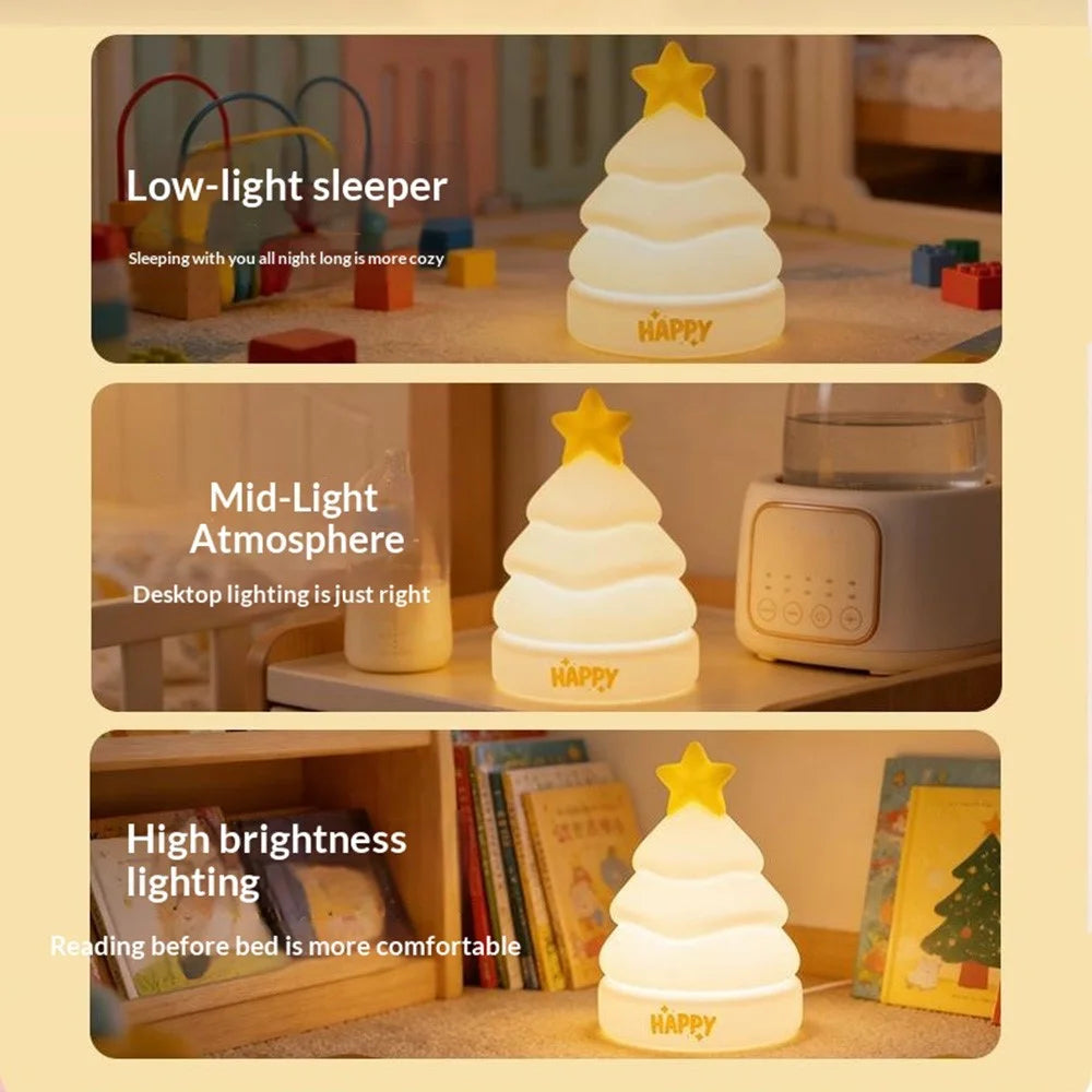 XP-005A Star Tree Shape Silicone Touch Light Creative Christmas Gift Night Light 1200mAh 3-Brightness Night Lamp - 6