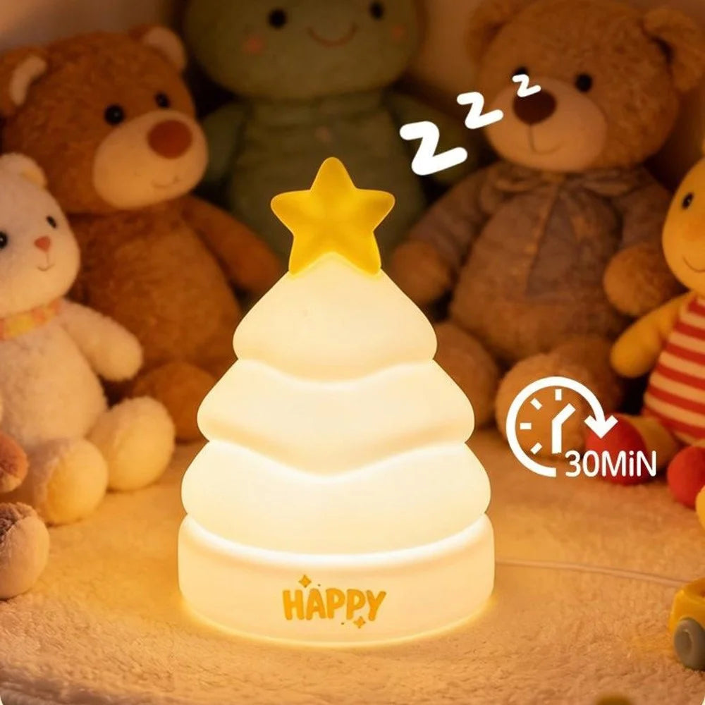XP-005A Star Tree Shape Silicone Touch Light Creative Christmas Gift Night Light 1200mAh 3-Brightness Night Lamp - 7