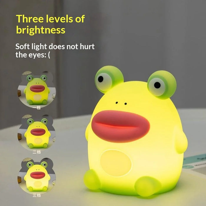PP-D10 Frog Shape Night Light 3-Brightness Levels RGB Color Changing Remote Control Silicone Touch Lamp for Kids Bedroom - 3