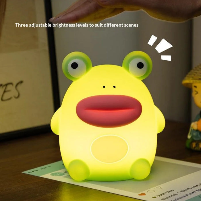 PP-D10 Frog Shape Night Light 3-Brightness Levels RGB Color Changing Remote Control Silicone Touch Lamp for Kids Bedroom - 7