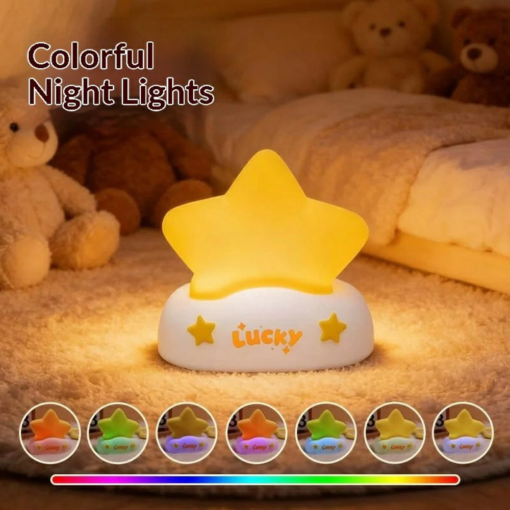 XP-007A Colorful RGB Lucky Star Night Light Silicone 3-Brightness Pat Control Night Lamp Creative Birthday Gift for Kids Baby - 3