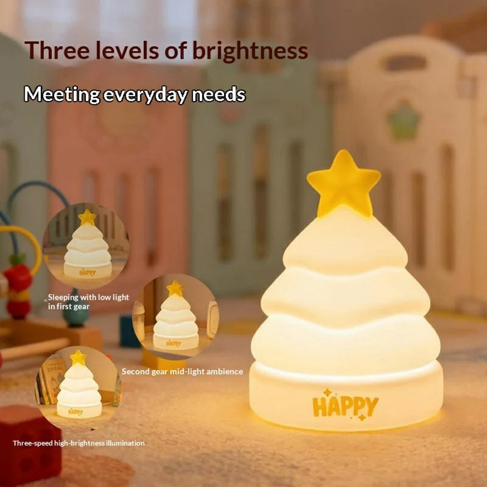 XP-005A Colorful RGB Tree Shape Silicone Touch Light Creative Christmas Gift Night Light 1200mAh 3-Brightness Night Lamp - 2