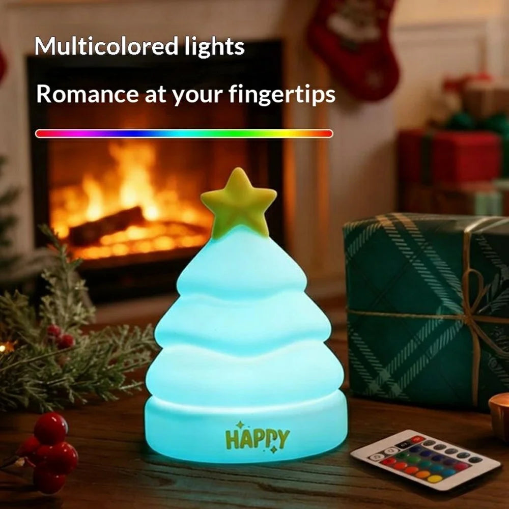 XP-005A Colorful RGB Tree Shape Silicone Touch Light Creative Christmas Gift Night Light 1200mAh 3-Brightness Night Lamp - 3