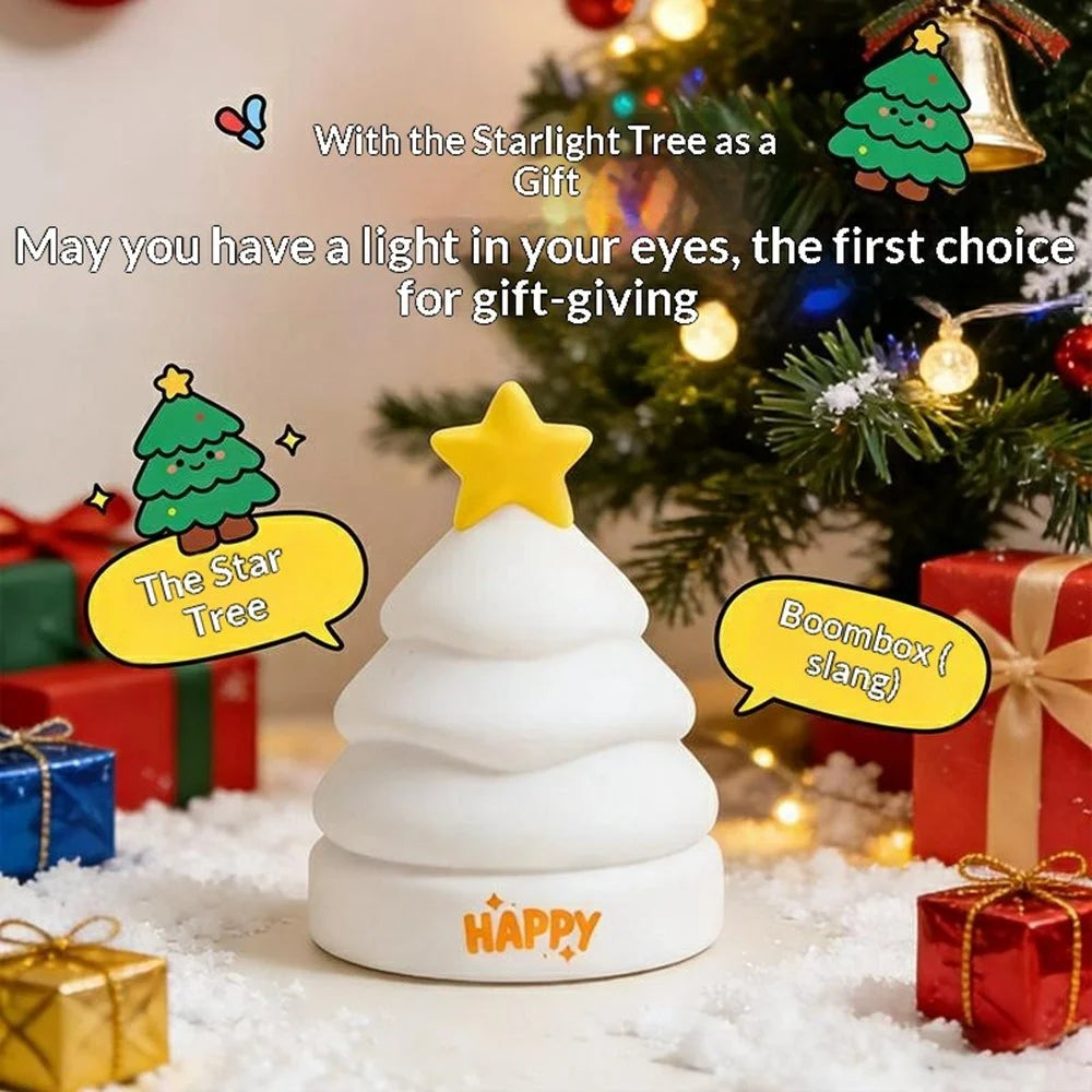 XP-005A Colorful RGB Tree Shape Silicone Touch Light Creative Christmas Gift Night Light 1200mAh 3-Brightness Night Lamp - 4