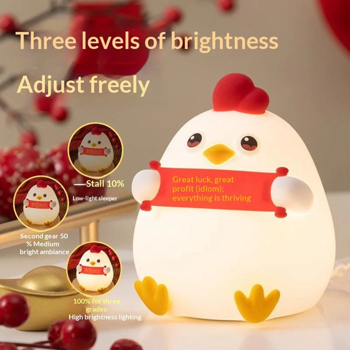 PP-D12 Colorful RGB Chicken-Shaped Night Light USB-C Rechargeable 1200mAh 3-Level Brightness Night Lamp for Bedroom Bedside - 3