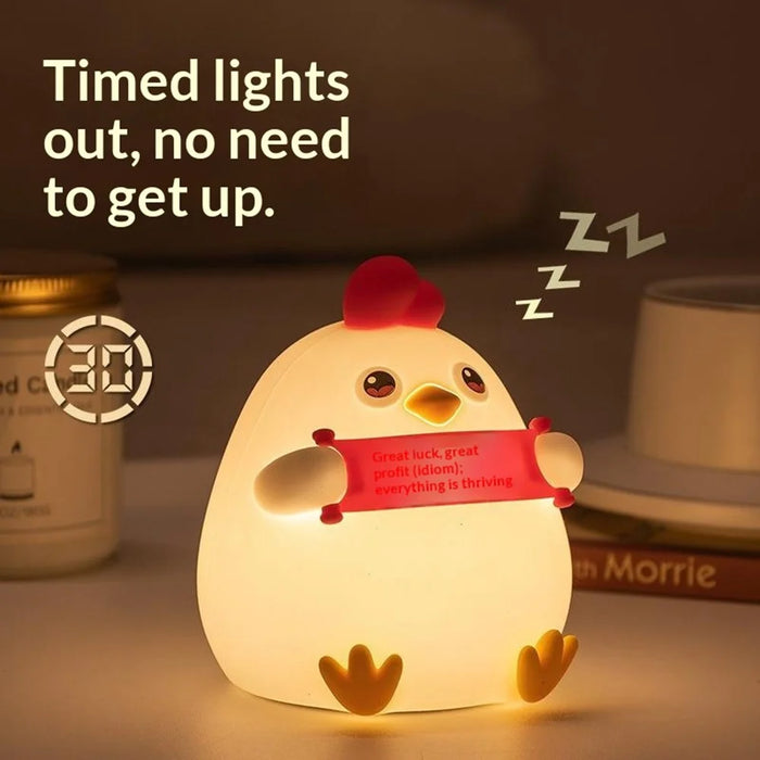 PP-D12 Colorful RGB Chicken-Shaped Night Light USB-C Rechargeable 1200mAh 3-Level Brightness Night Lamp for Bedroom Bedside - 4