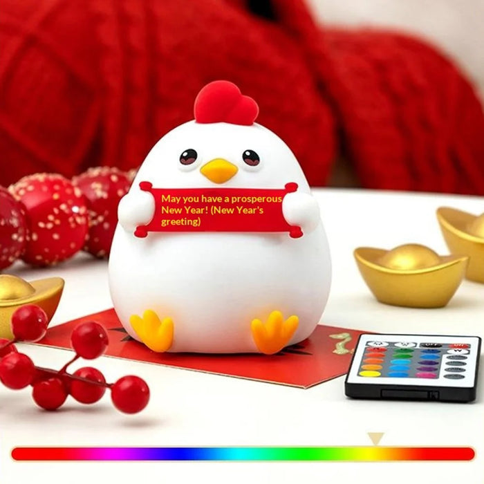 PP-D12 Colorful RGB Chicken-Shaped Night Light USB-C Rechargeable 1200mAh 3-Level Brightness Night Lamp for Bedroom Bedside - 6