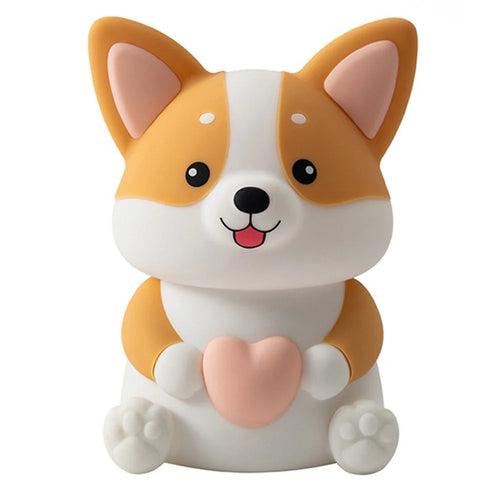 PP-D11 Cute Cartoon Corgi Puppy-Shaped Night Light USB-C Charging 1200mAh Silicone Touch Sensor Bedside Night Pat Lamp - 1