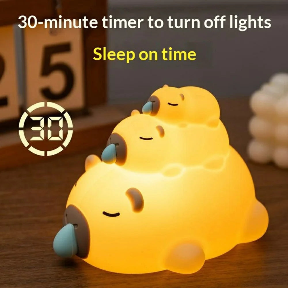PP-D05 Cartoon Animal-Shaped Night Light Silicone Touch Control 3-Brightness Levels 30-Minute Timer 1200mAh Pat Lamp for Bedroom Desktop - 3