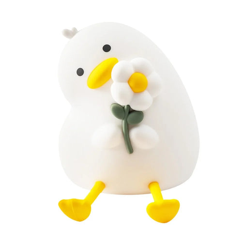 PP-D03 Cartoon Duck-Shaped Night Light Silicone 3-Brightness Levels Timer Tap Control Night Lamp for Bedroom - 1