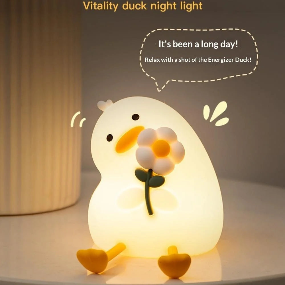 PP-D03 Cartoon Duck-Shaped Night Light Silicone 3-Brightness Levels Timer Tap Control Night Lamp for Bedroom - 4