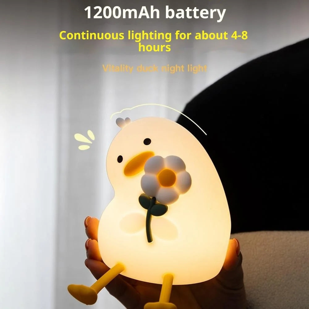 PP-D03 Cartoon Duck-Shaped Night Light Silicone 3-Brightness Levels Timer Tap Control Night Lamp for Bedroom - 5