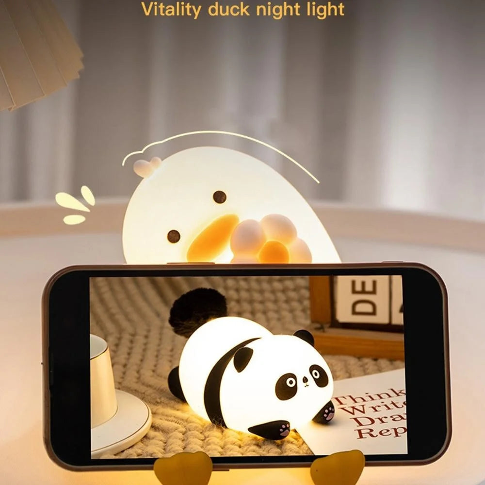 PP-D03 Cartoon Duck-Shaped Night Light Silicone 3-Brightness Levels Timer Tap Control Night Lamp for Bedroom - 6