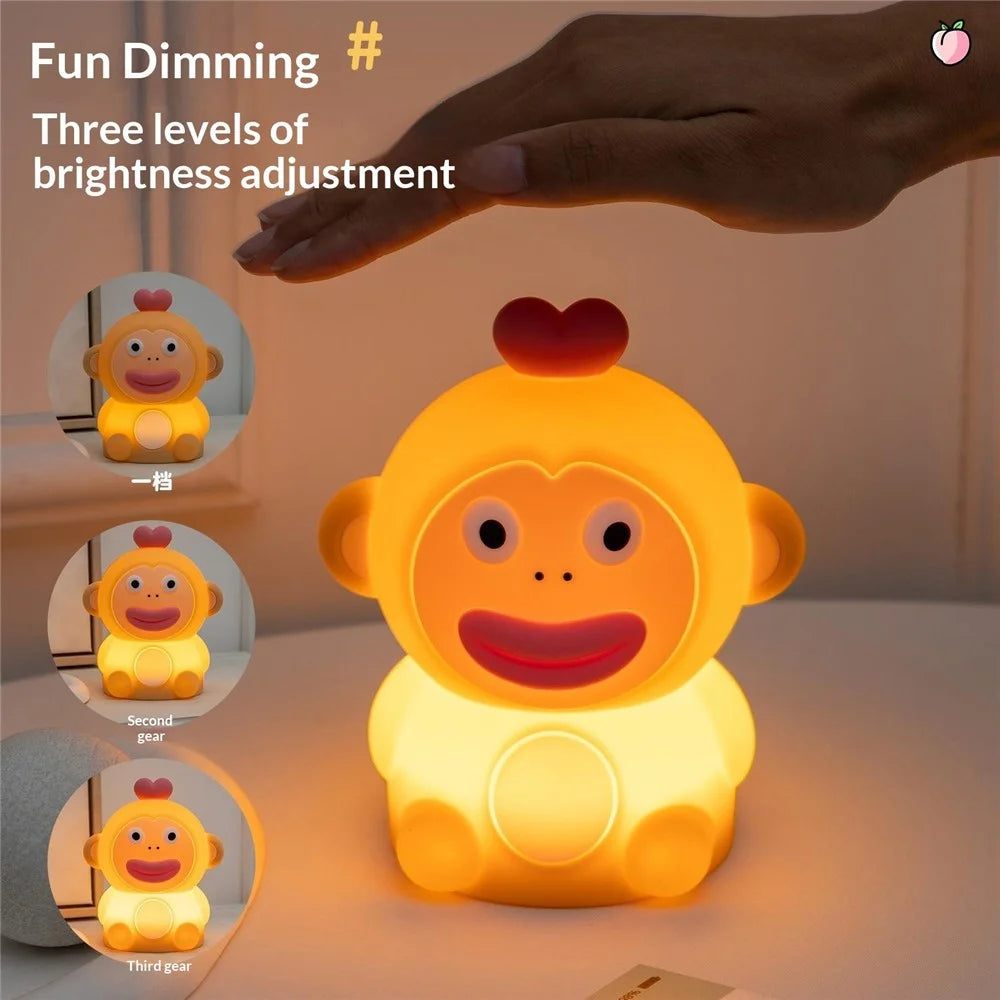 PP-D09 Cute Cartoon Monkey-Shaped Pat Lamp 1200mAh Type-C Charging Night Light for Bedroom - 2