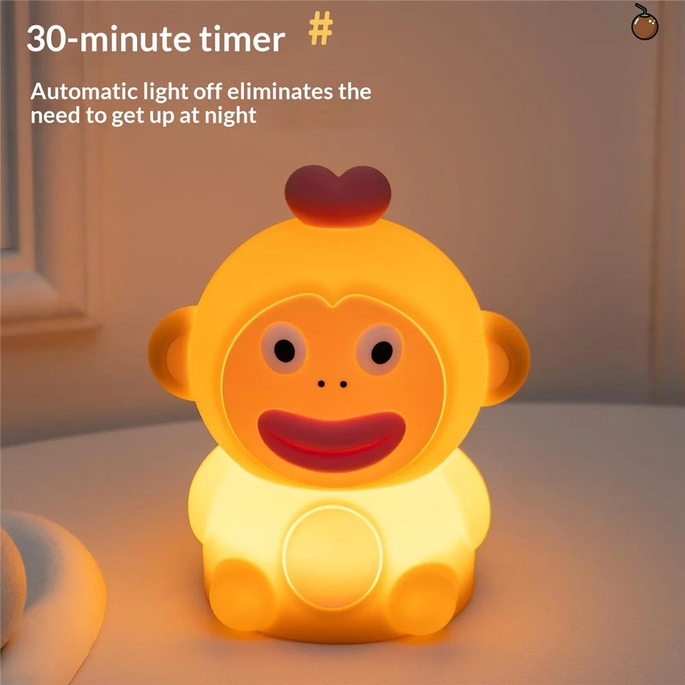 PP-D09 Cute Cartoon Monkey-Shaped Pat Lamp 1200mAh Type-C Charging Night Light for Bedroom - 3
