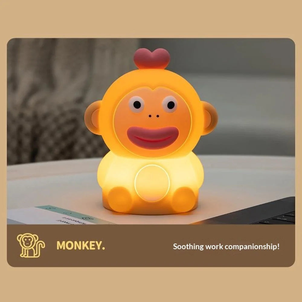PP-D09 Cute Cartoon Monkey-Shaped Pat Lamp 1200mAh Type-C Charging Night Light for Bedroom - 5