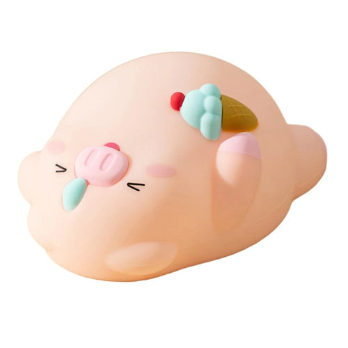PP-D01 Ice Cream Cartoon Pig Shape Pat Light Cute Bedside Night Light 3-Level Touch 1200mAh Night Lamp - Pink - 1