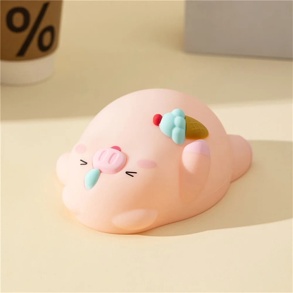 PP-D01 Ice Cream Cartoon Pig Shape Pat Light Cute Bedside Night Light 3-Level Touch 1200mAh Night Lamp - Pink - 2
