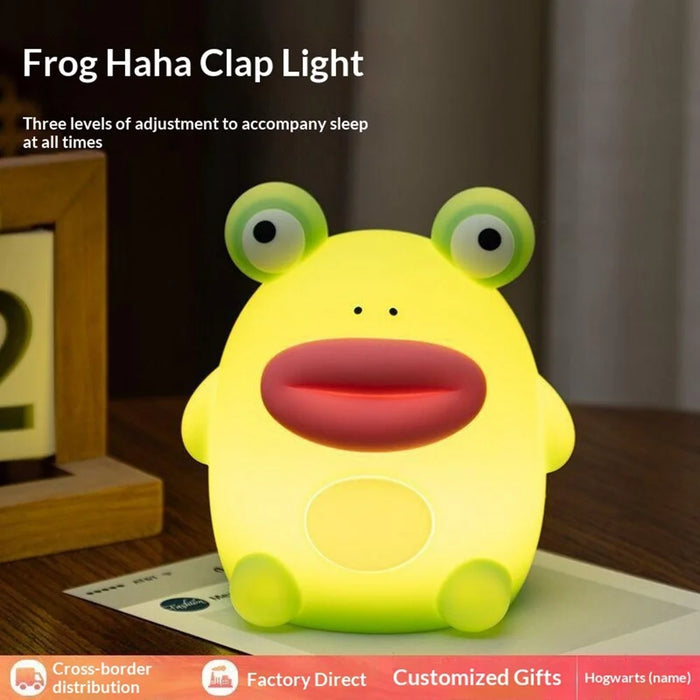 PP-D10 Cartoon Frog-Shaped Night Light 1200mAh Rechargeable Pat Light 3-Brightness 30-Minute Timer Night Lamp - 4