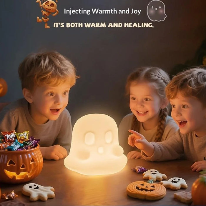 JXJA092 Ghost-Shaped Night Light 7 Colors RGB 3-Brightness Levels 1200mAh Rechargeable LED Lamp for Kids Bedroom Halloween - 3