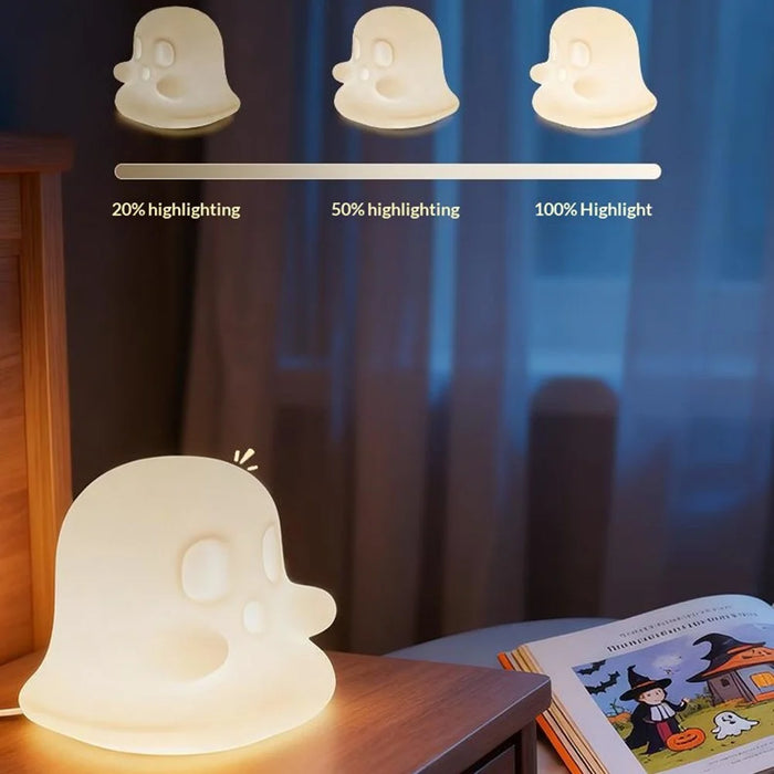 JXJA092 Ghost-Shaped Night Light 7 Colors RGB 3-Brightness Levels 1200mAh Rechargeable LED Lamp for Kids Bedroom Halloween - 4