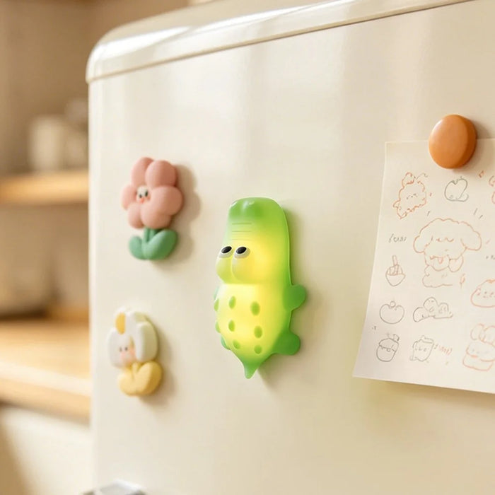 L2602 Goodnight Gator-Shaped Night Light Magnetic Silicone LED Lamp 3-Speed Warm Night Light for Kids Bedroom - Blue - 7