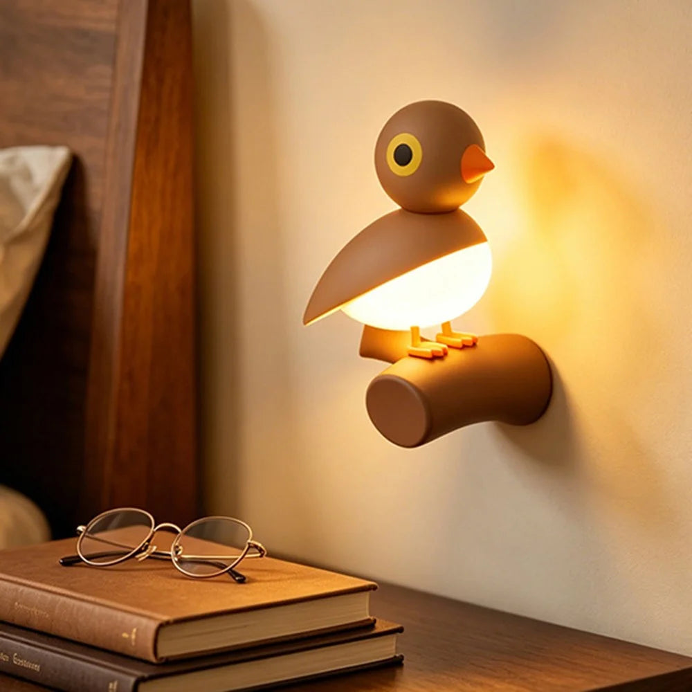 L2601 Cartoon Lucky Bird Shape Smart Radar Motion Sensor Night Light 800mAh Battery Rechargeable LED Decorative Lamp for Bedroom - Coffee - 5