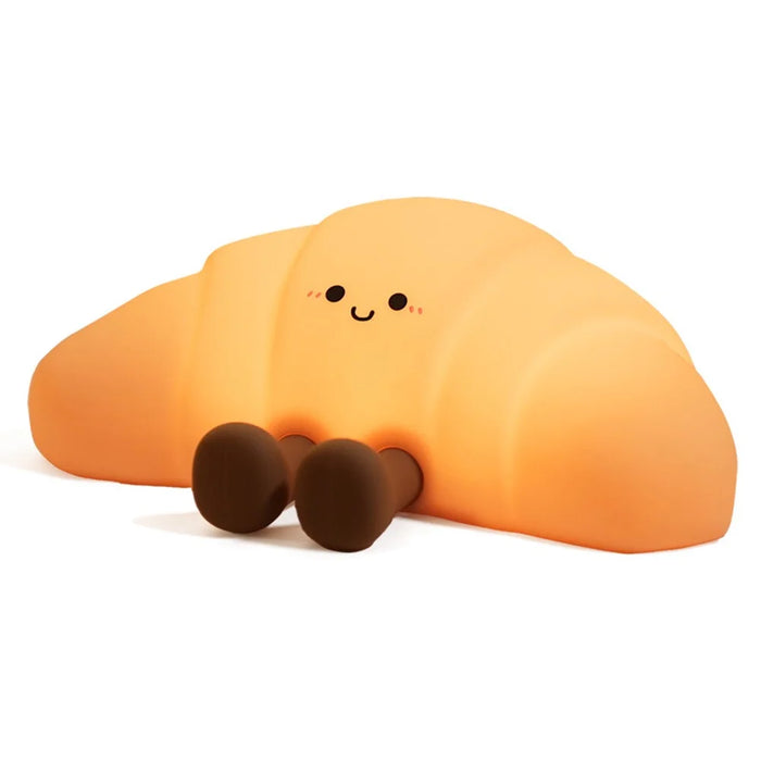 XJA089 Cartoon Croissant Shape Silicone Night Light Colorful RGB Touch Control LED Bedside Night Lamp for Bedroom - 1